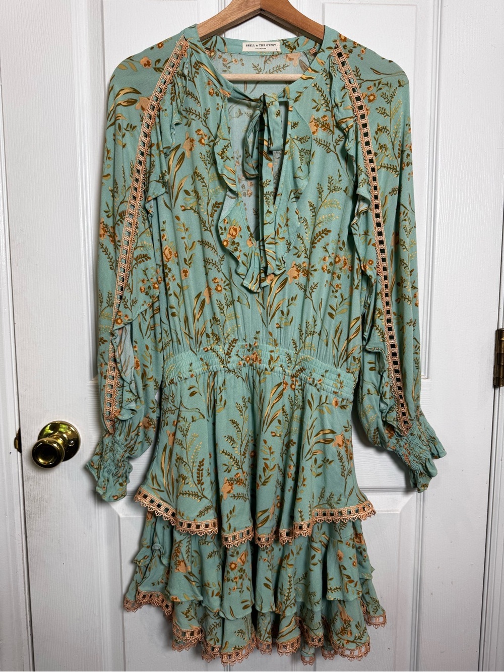 Rare Spell & The Gypsy Collective Maisie Play Dress Vintage Turquoise Floral S